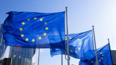 European flags at La Défense in Paris